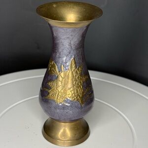 Brass and Blue Enamel Vase